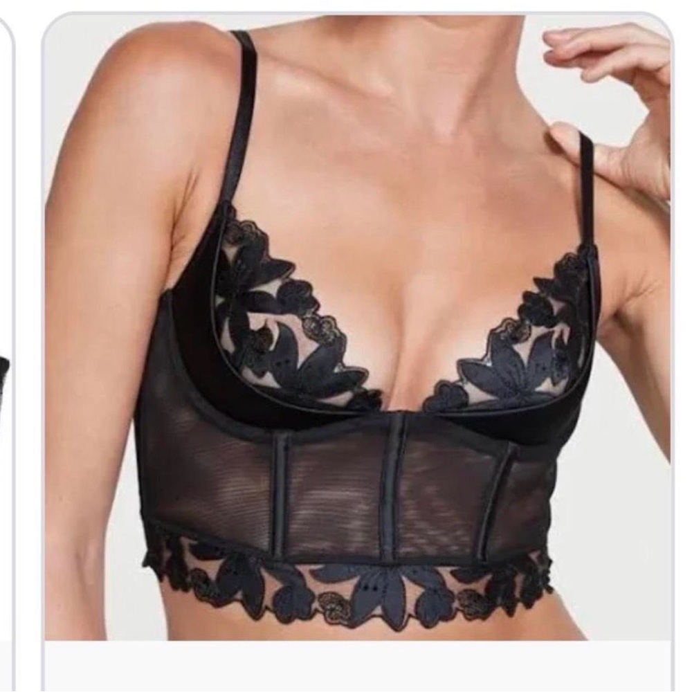 Victoria's Secret Black Lace Longline Bra
